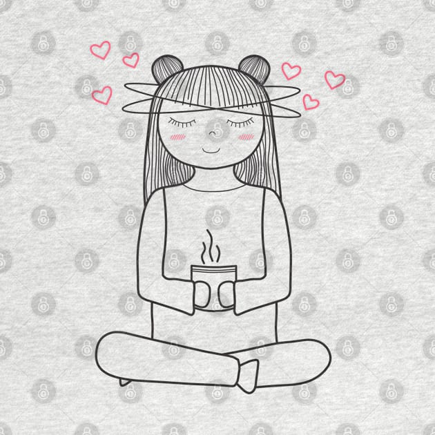 Namaste! Yoga and Coffee Lover - Minimalistic Line Art by therednox